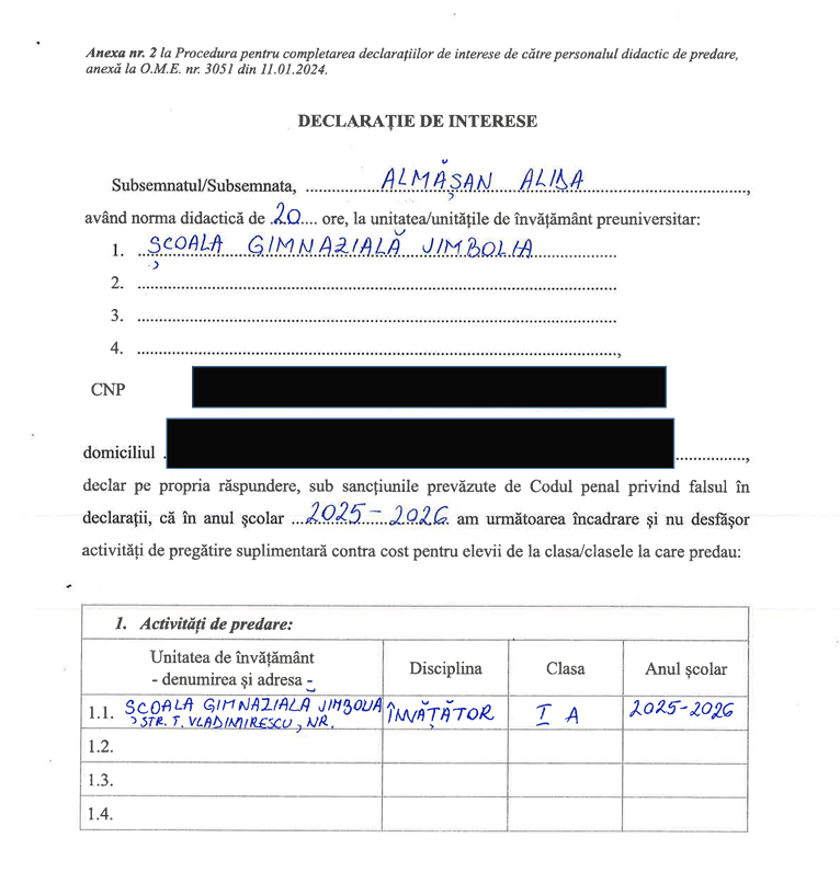 Declarații de interese – 2025